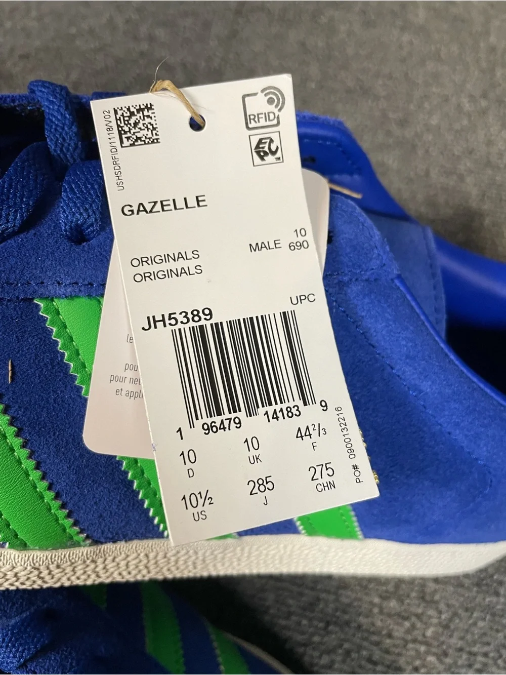 Men’s Adidas Gazelle Sneakers – Blue & Green – Size 10.5 (BNIB)